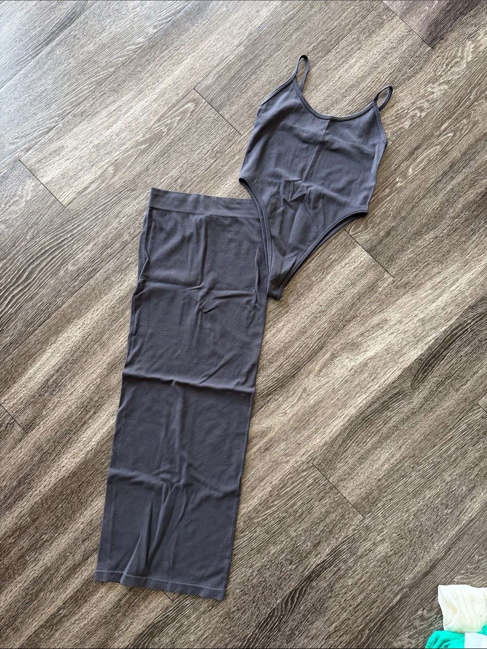 Zara Charcoal Ribbed Tank Jumpsuit Set